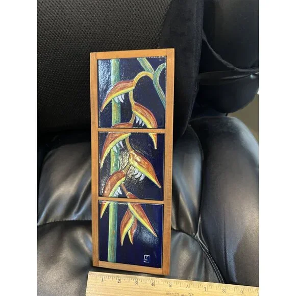 Bird of Paradise  Decorative Ceramic Art Tile 13x5 Art on Tiles Italy - Picture 3 of 5